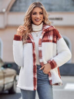 Wholesale Plaid Button Plush Jacket