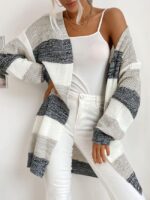 Wholesale stripe pattern long cardigan