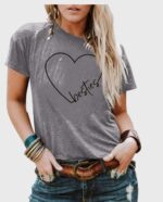 Wholesale heart and letters Print Short Sleeve T-shirt