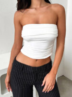 Wholesale Solid Ruched Tube Top