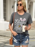 Wholesale easter bunny and carrot Print Short Sleeve T-Shirt