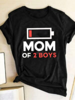 Wholesale mom and two boys Print Short Sleeve T-shirt