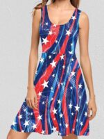 Wholesale stripe and stars print tank dress